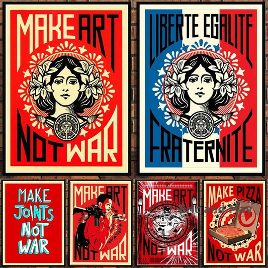 Make Art Not War Pop Bar Art Painting Retro Vintage Poster And Prints Wall Art Canvas Wall Pictures For Living Room Home Decor Peaceful Pleasures Health and Wellness