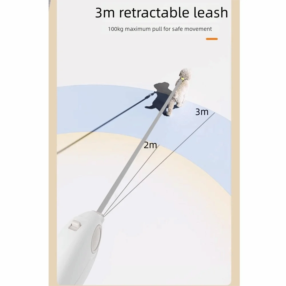 300cm Retractable Dog Leash with LED Light & Wrist Strap