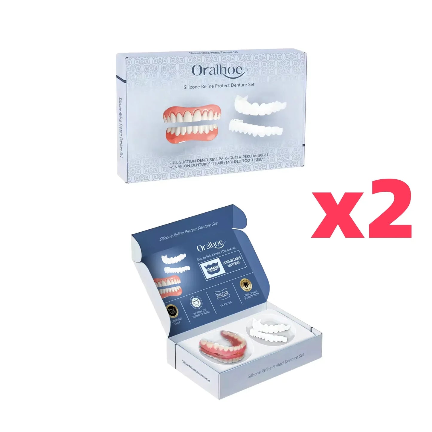 Snap-On Silicone Veneers – Adjustable Whitening Denture Kit