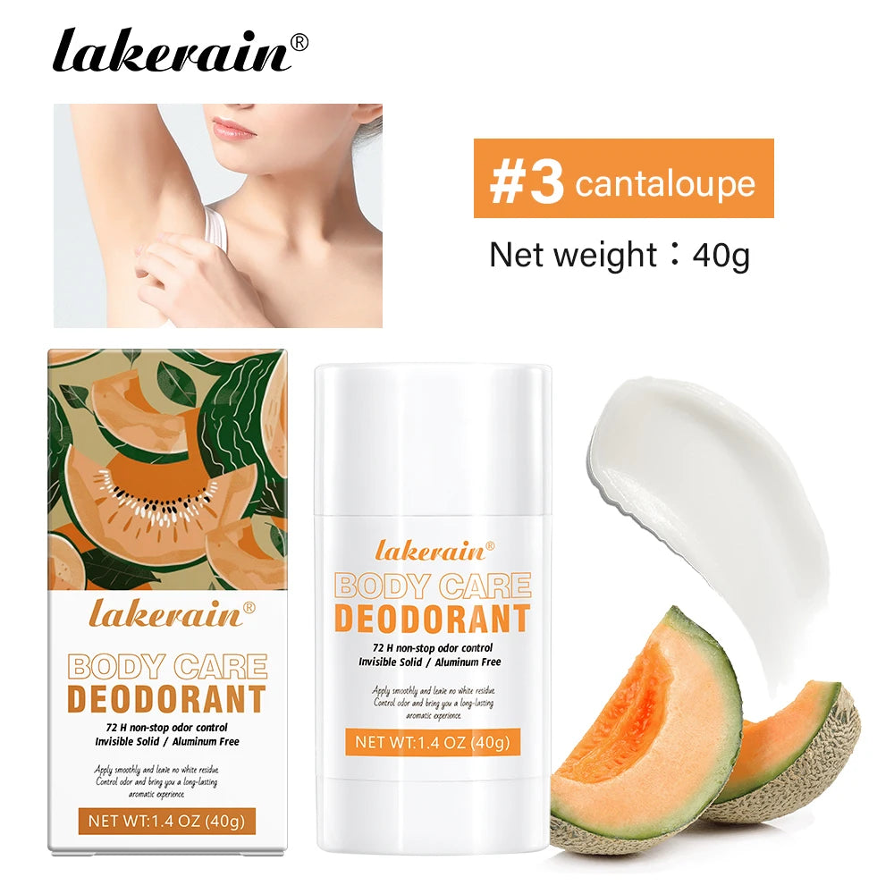 Lakerain Body Care Deodorant Long-Term Odor Control Natural Ingredients Aluminum-Free Sweet Fruity Aroma Full Body Deodorant Peaceful Pleasures Health and Wellness Cantaloupe