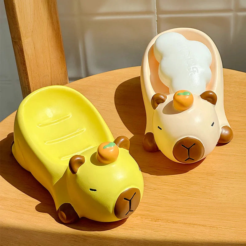 2026 New Creative Capibala Soap Box, Draining Soap Storage Rack, Household Sink, No Water Accumulation, Cartoon Cute Soap Dish Y Peaceful Pleasures Health and Wellness