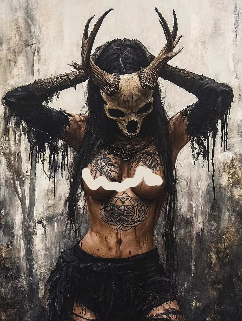 Dark Goddess Gaia/Hecate Greek Mythology Norse Witch Magic Gothic Fantasy Poster Canvas Painting Wall Art Pictures Home Decor Peaceful Pleasures Health and Wellness ZLH5400 20x30cm No Frame