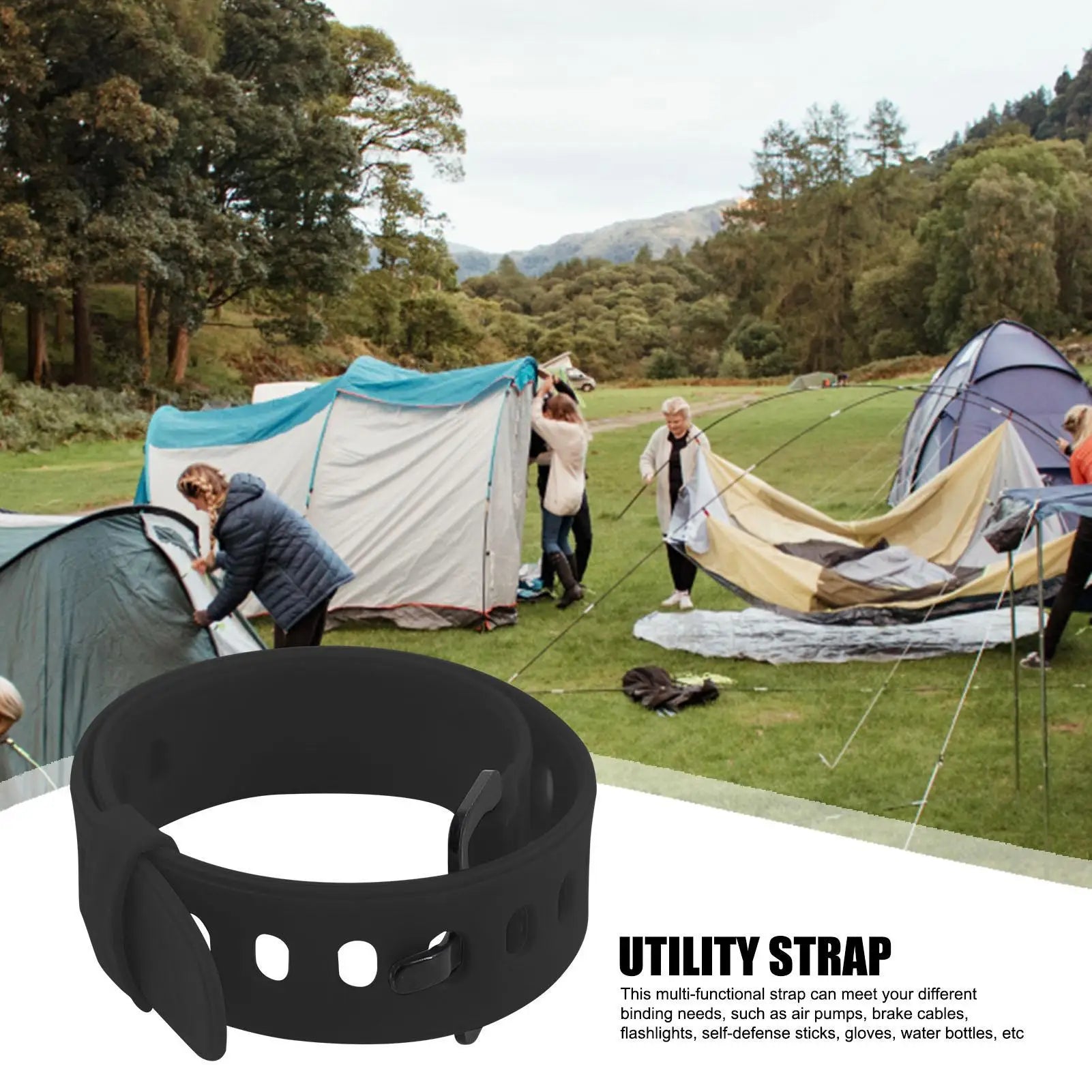 Rubber Utility Strap with Buckle | Cargo Tie-Down Camping Strap Cargo Tie-Down Strap Peaceful Pleasures Health and Wellness