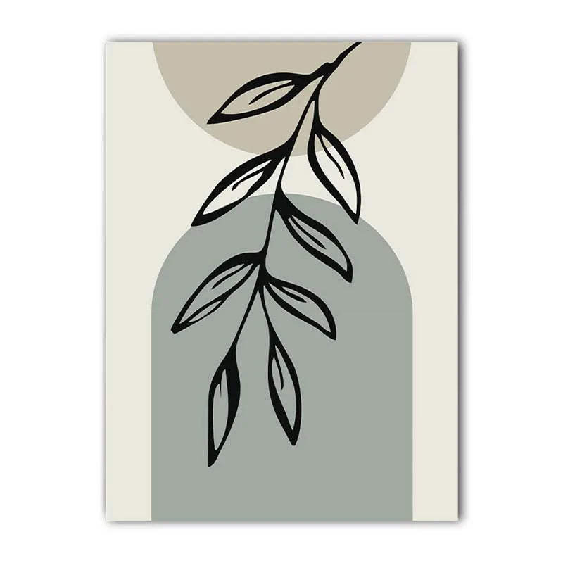 Nordic Minimalist Abstract Leaf Geometric Canvas Wall Art Print Canvas Wall Art Print Peaceful Pleasures Health and Wellness 04 15x20cm No Frame China Mainland