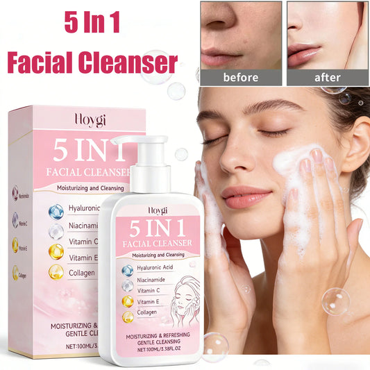 5-in-1 Hydrating Facial Cleanser – Foam, Brightening & Makeup