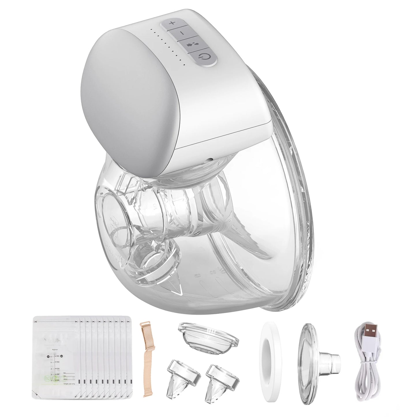 Wearable Electric Breast Pump Hands-Free BPA-Free 3 Modes 240ml