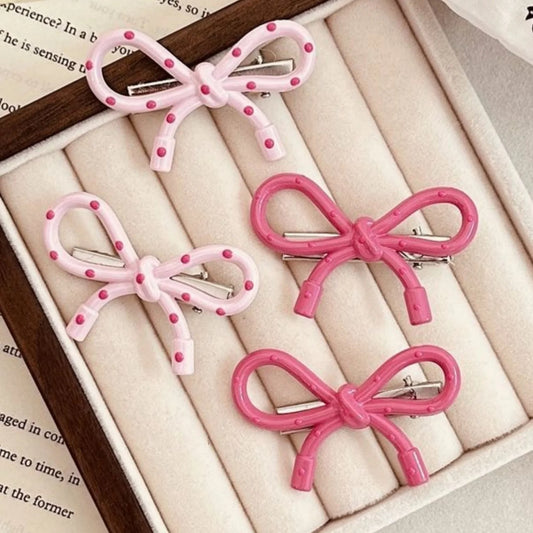 Children's Pink Bow Polka Dot Duckbill Clip Korean Style Bangs Clip Forehead Side Clip Headband Accessory Hair Clip Broken Hair Peaceful Pleasures Health and Wellness