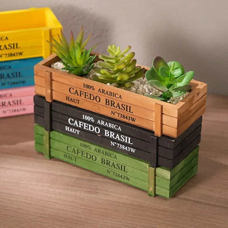 Retro Vintage Wooden Storage Box | Succulent Planter & Organizer
