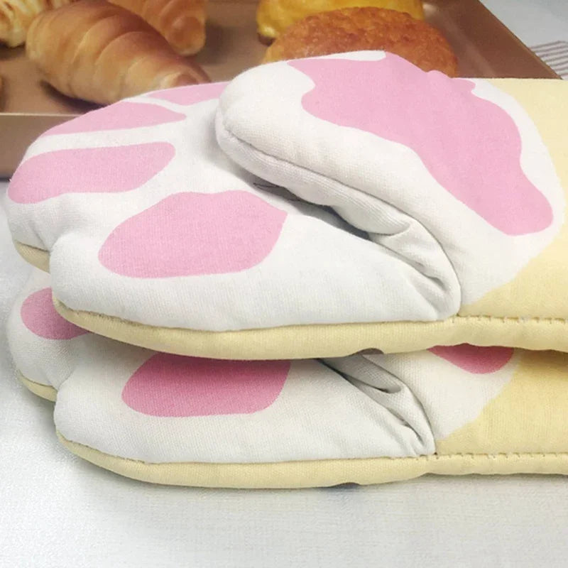 1pc Cute Cat Paws Oven Mitts Cat Claw Baking Oven Gloves Anti-scald Microwave Heat Resistant Insulation Non-slip Cat Paw Gloves Peaceful Pleasures Health and Wellness