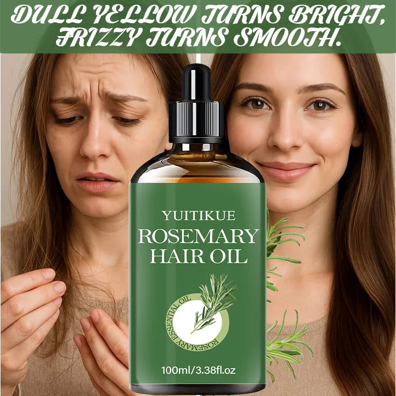 YUITIKUE Rosemary Hair Oil 100ml Natural Essential Oil for Hair Growth Strengthening & Scalp Care Peaceful Pleasures Health and Wellness