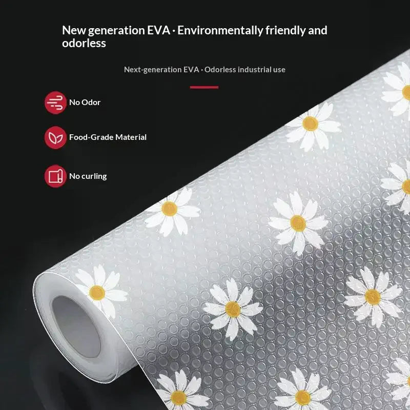 Floral EVA Drawer Mat – Waterproof Non-Slip Cabinet Liner