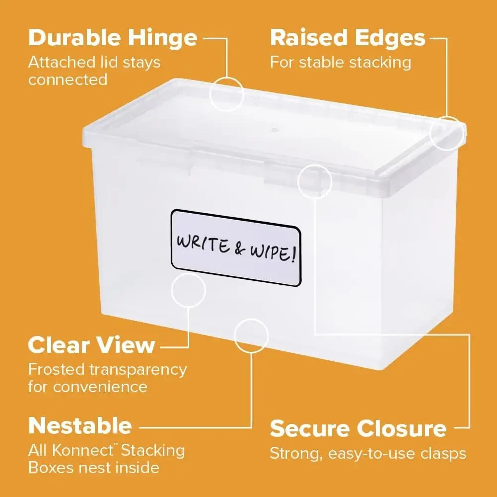 Clear Plastic Storage Containers with Lids, Stackable Organizer Boxes, Large Size, 2-Pack Peaceful Pleasures Health and Wellness