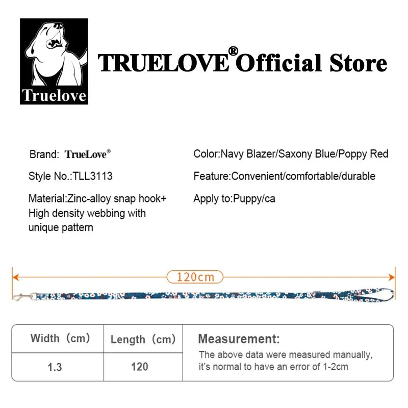 Truelove Floral Pet Leash Spring Design Small Boys Girls Dogs Cats Lihgtweight Rope Running Training Dog Leash Polyester TLL3113 Peaceful Pleasures Health and Wellness