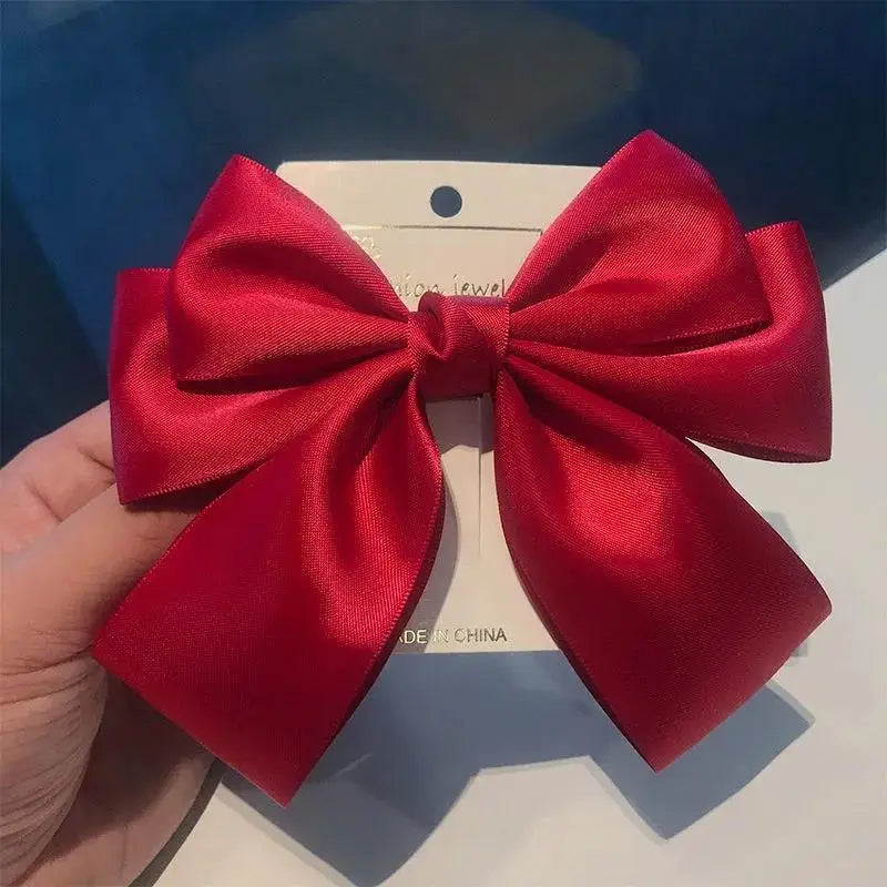 Bow Ribbon Hair Clip – Solid Color Bowknot Barrette for Women