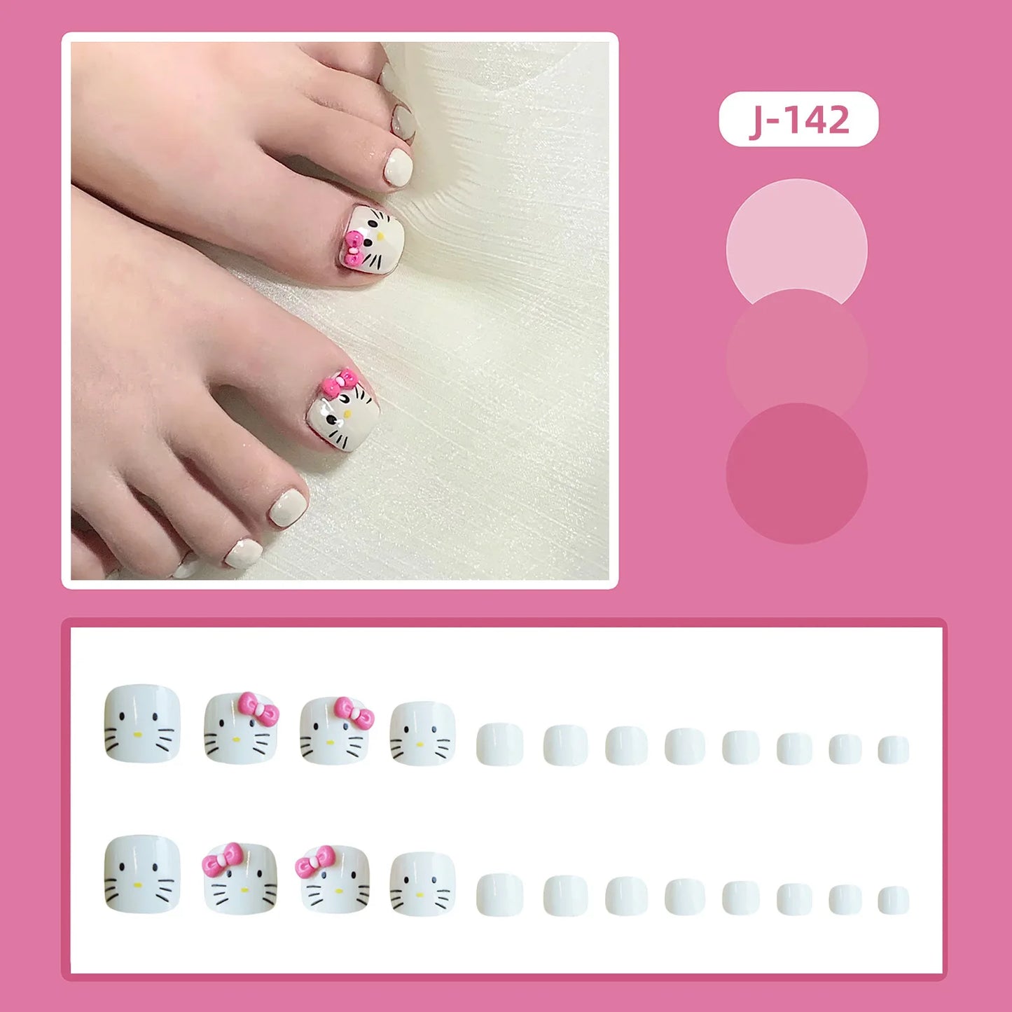 24-Pc Rhinestone Press-On Toenails | French Fake Toe Nails