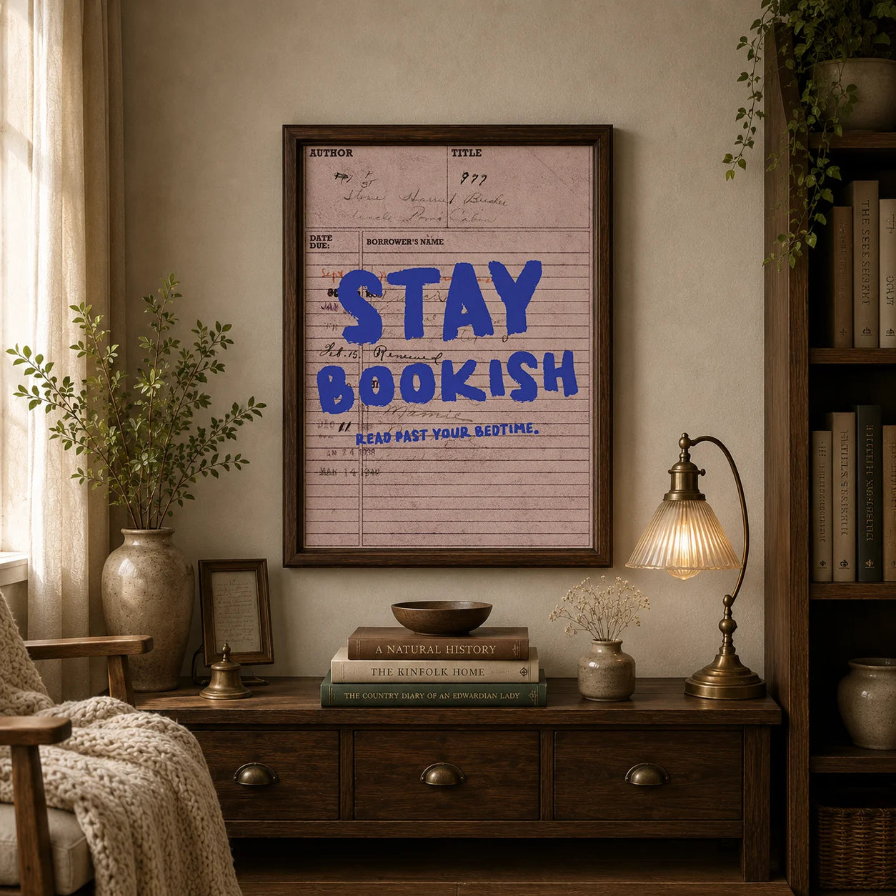 Nordic Book Lover Quote Canvas Wall Art | Modern Library Print Canvas Wall Art Peaceful Pleasures Health and Wellness