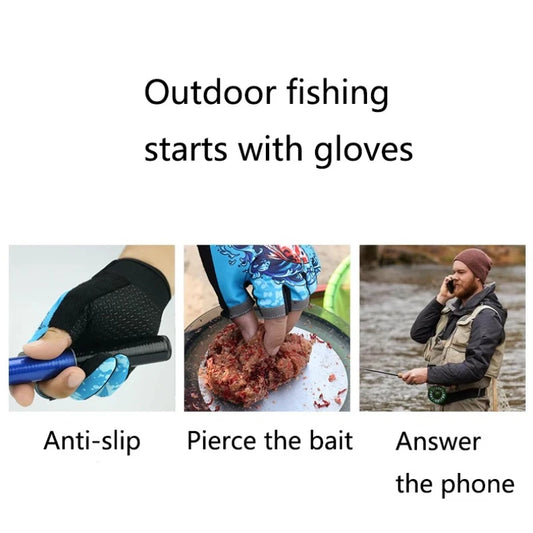 Fishing Flina Gloves for Men and Women Three Fingers Exposed Spring and Summer Breathable Thin Sports Anti-slip Gloves Peaceful Pleasures Health and Wellness