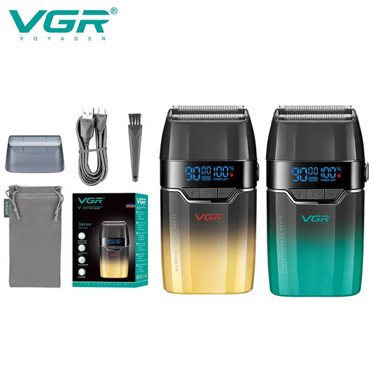 VGR New Shaver Gradient Color Body High end Hair Trimmer Intelligent Digital Display Shaver High speed Dual blade Shaver V-308 Peaceful Pleasures Health and Wellness