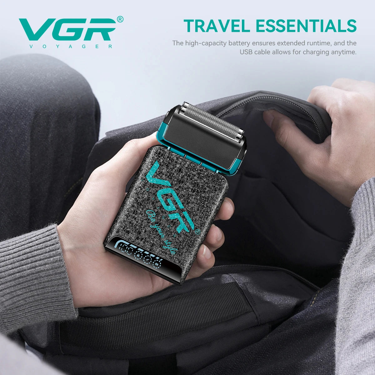 VGR new reciprocating men's shaver gradient color ice crack body high-end shaver intelligent digital hair whitening device V-374 Peaceful Pleasures Health and Wellness