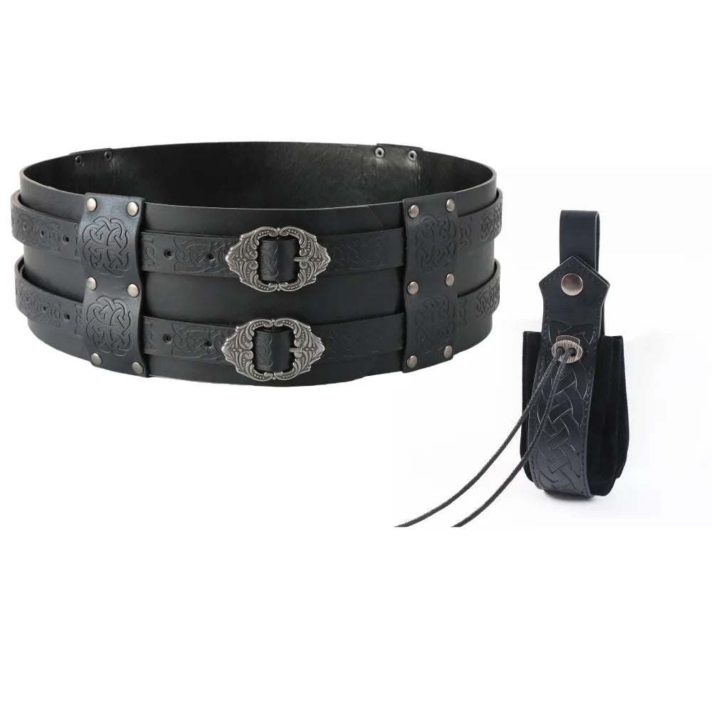 Medieval Viking Mini Bag Renaissance Leather Drawstring Belt Coins