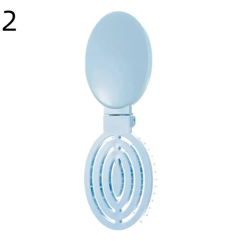 2 In1 Portable Folding Hair Comb With Mirror, Lightweight & Travel-Friendly Perfect Gift For Women & Girls Peaceful Pleasures Health and Wellness 2 Blue