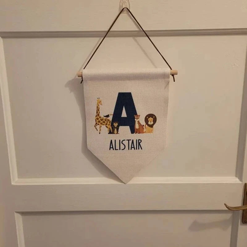 Personalised Jungle Animal Pennant Flag | Kids Nursery Wall Decor