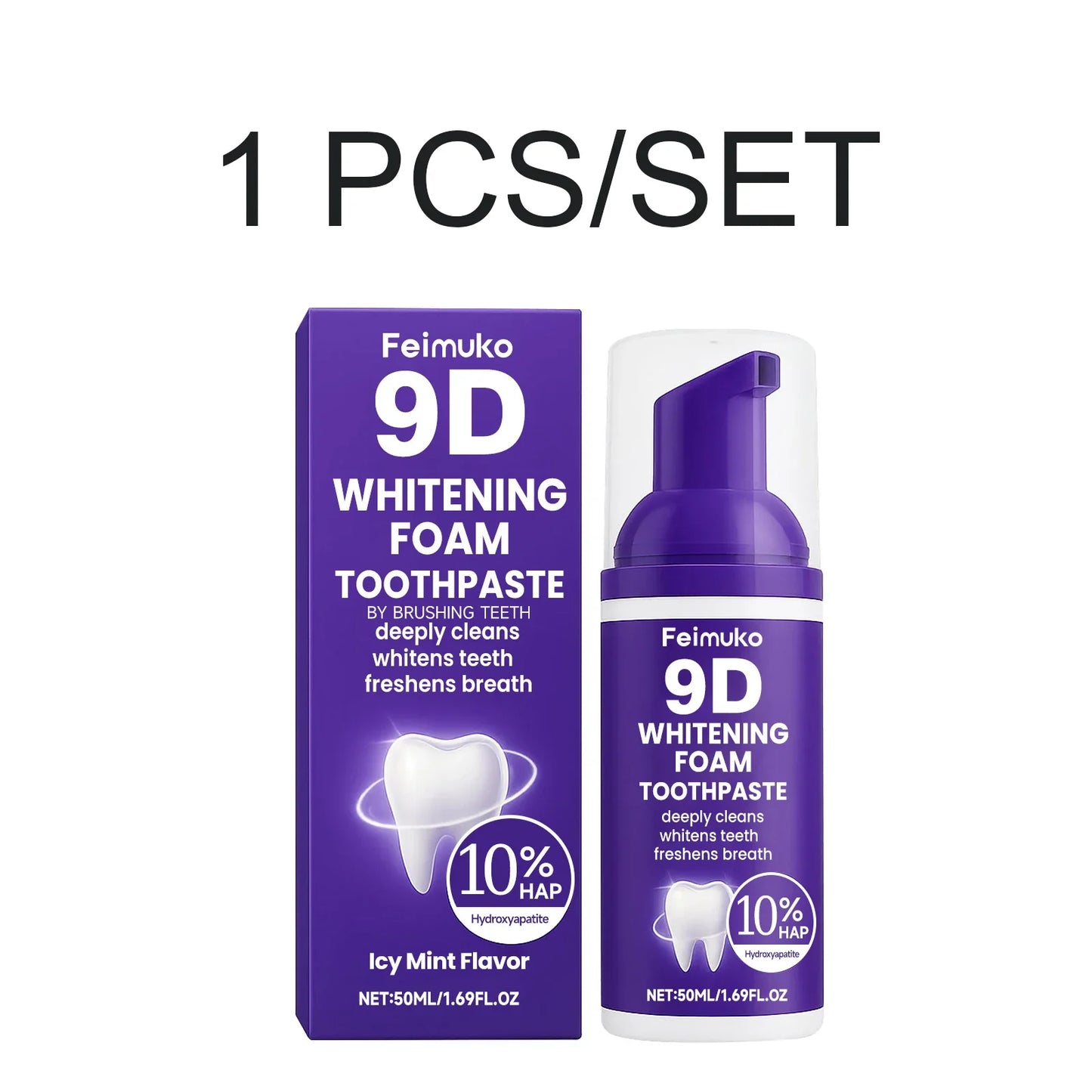 9D Whitening Foam Toothpaste | 10% Hydroxyapatite | 50ml