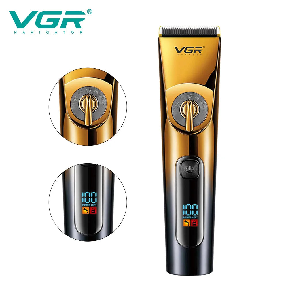 VGR 663 Professional Hair Trimmer Electric Hair Clipper IPX6 Waterproof Haircuts Machine LED Display Barber Trimmer for Men Peaceful Pleasures Health and Wellness