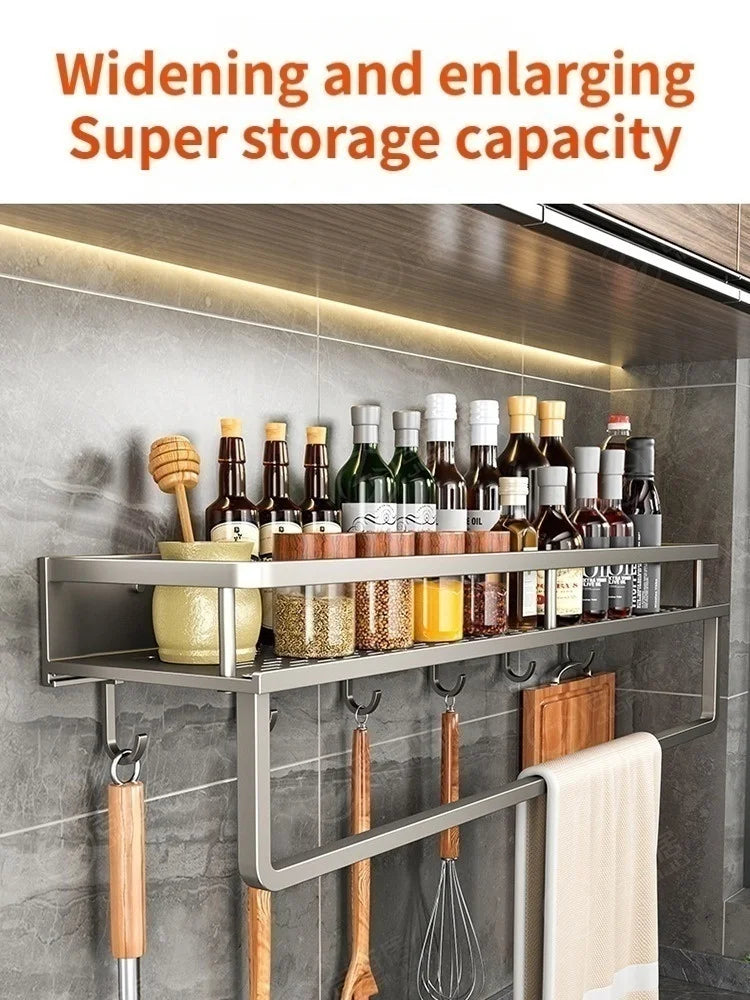 Aluminum Wall-Mounted Shelf | Spice & Bathroom Organizer Rack
