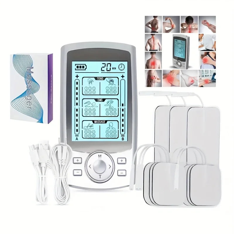 Portable TENS EMS Muscle Stimulator - 36 Modes Dual Channel Rechargeable, 10 Gel Electrodes for Home Office Travel, Pain Relief Peaceful Pleasures Health and Wellness