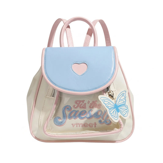 Dopamine Color Backpack for Girls Modular Design School Commute Travel Bag with Transparent Layer Peaceful Pleasures Health and Wellness
