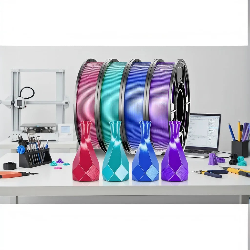 Silk PLA Filament 1.75mm 4-Color Bundle 250g – 3D Maliang