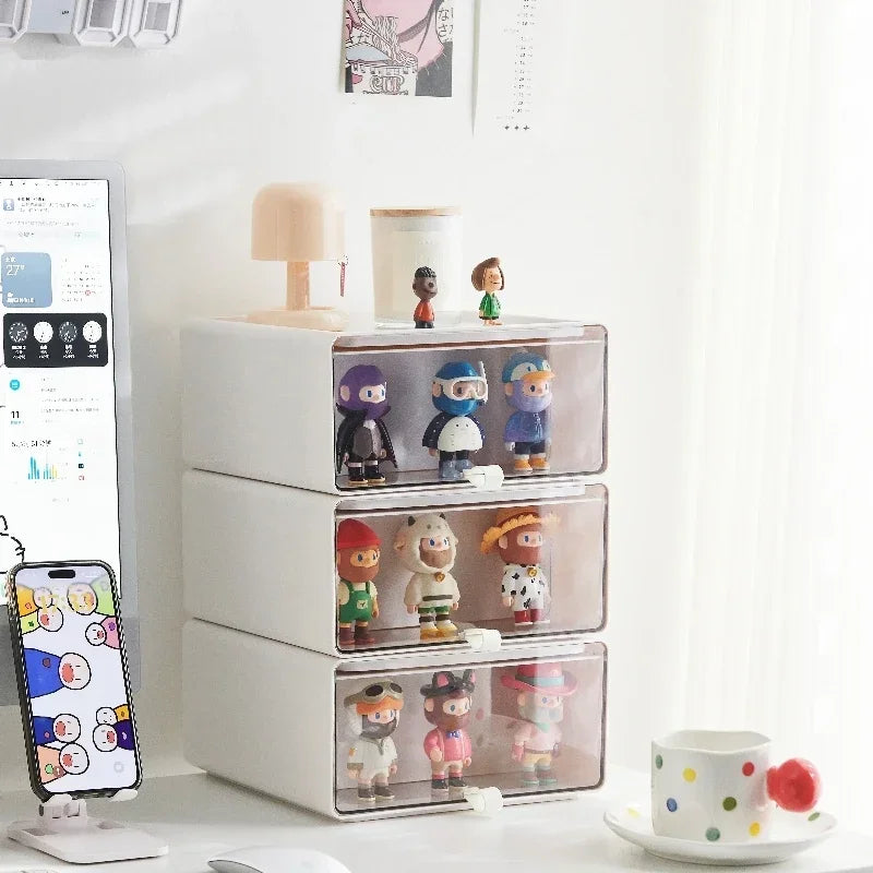 Multifunction Drawer Plastic Storage Box Desk Room Blind Acrylic Transparent Organizer Toy Figures Display Makeup Jewelry Peaceful Pleasures Health and Wellness