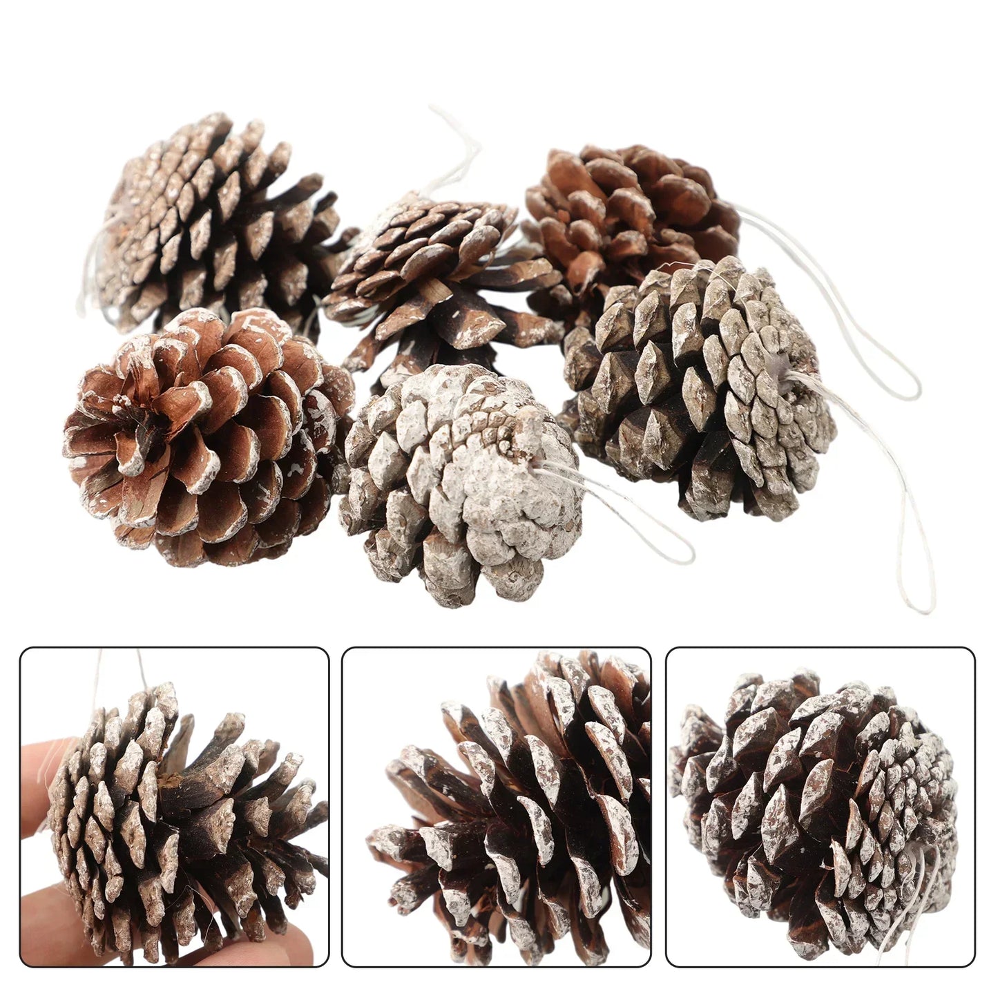 6-Pack Christmas Pine Cone Ornaments 5cm | Wreath & Tree Decor