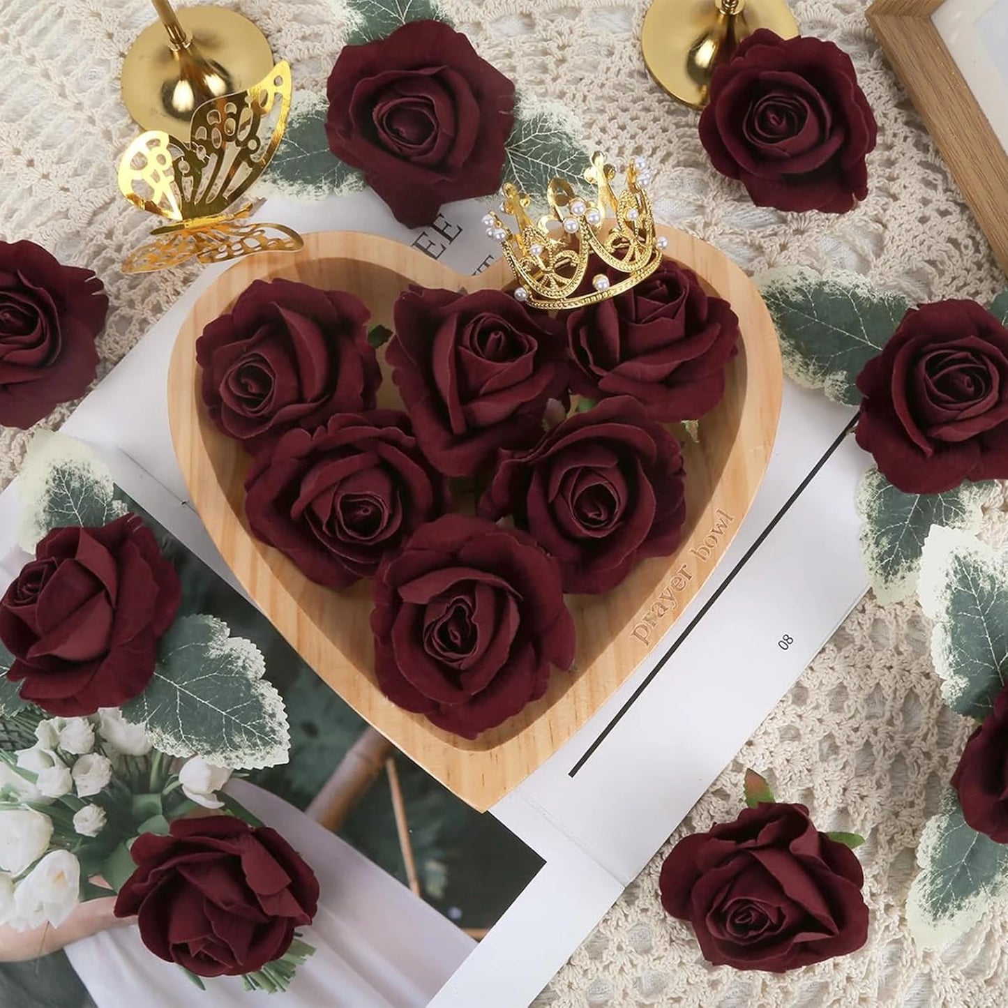 Silk Rose Artificial Flowers 5/10 Pcs – Wedding & Home Decor