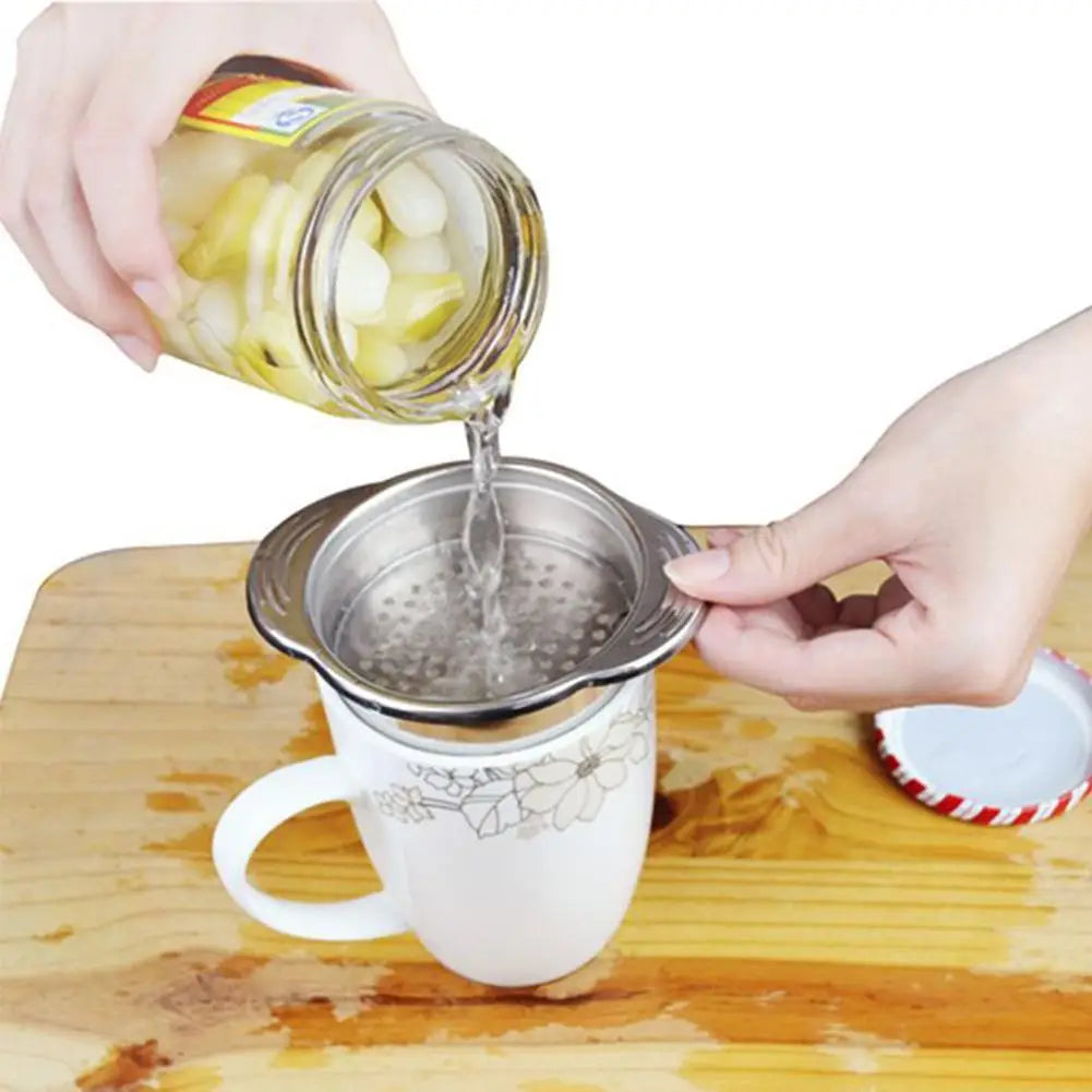 Stainless Steel Food Can Strainer Sieve Tuna Press Lids Oil Drainer Remover Vegetable And Fruit Can Strainer Kitchen Acceesories Peaceful Pleasures Health and Wellness