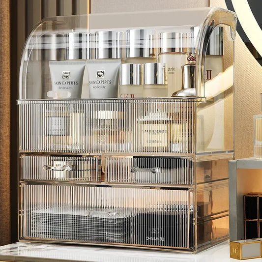 Large Clear Acrylic Makeup Organizer Box with Lid & Drawers Makeup Organizer Box Peaceful Pleasures Health and Wellness