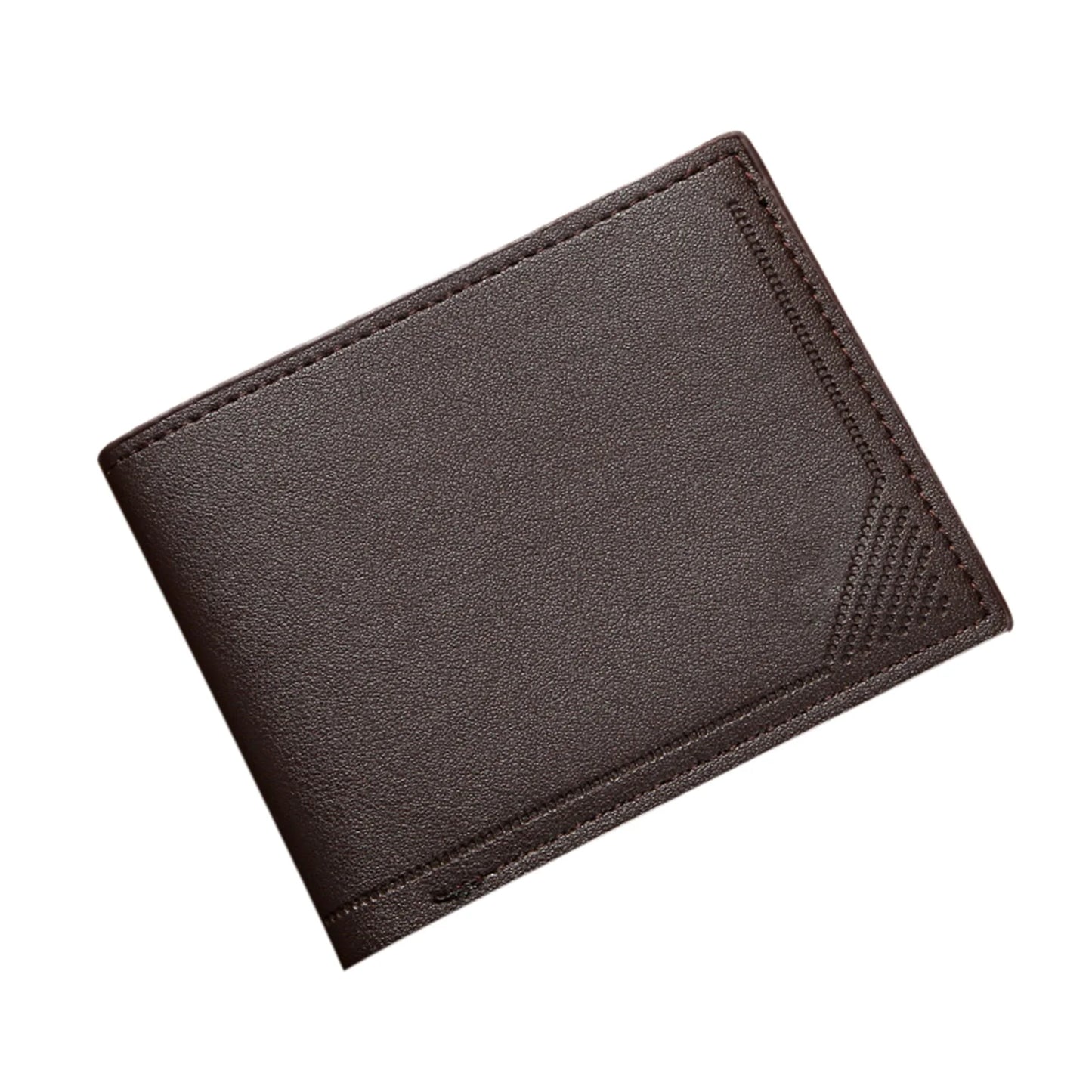 Men's Slim Wallet Short Horizontal Design Multiple Card Slots Large Capacity Soft Leather Business Money Clip Peaceful Pleasures Health and Wellness Coffee