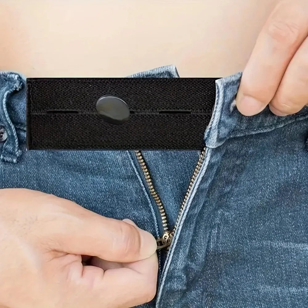 Black Waistband Extender Buckle – Elastic Adjustable Pant Button