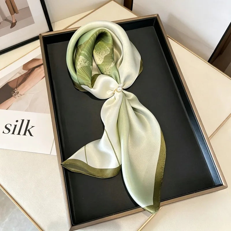 100% Mulberry Silk Lotus Floral Scarf – Women's Versatile Accessory