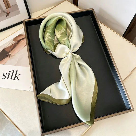 100% Mulberry Silk Lotus Floral Scarf – Women's Versatile Accessory Silk Scarf Peaceful Pleasures Health and Wellness