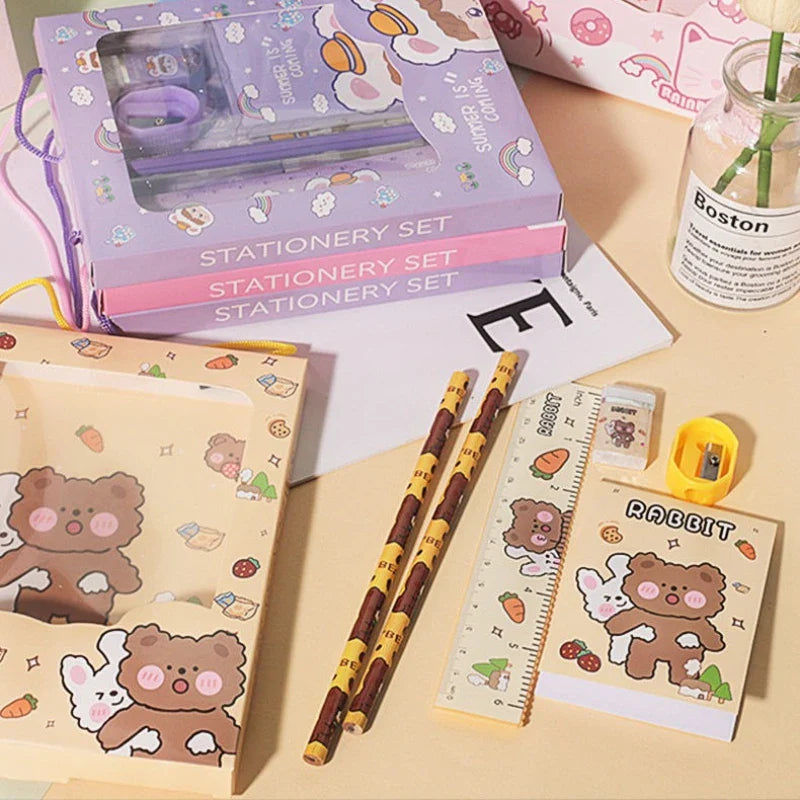 6-Piece Student Stationery Gift Set – Pencil, Eraser & More