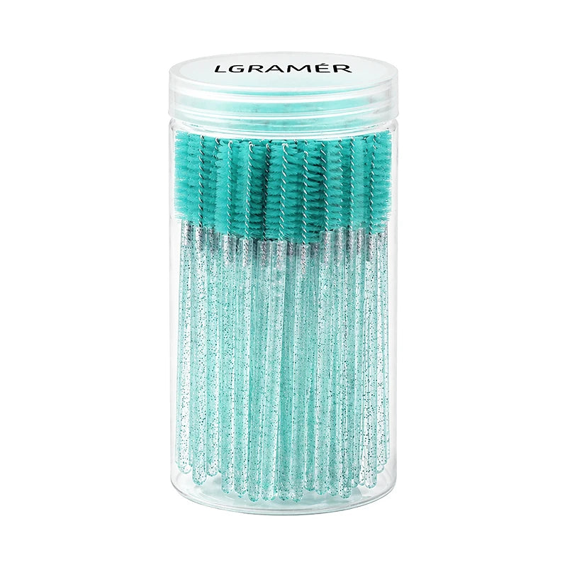 Multiple colors 50/100 pcs Extension Eyelash brush Disposable Eye lashes Make Up Brushes Mascara Wand Applicator Makeup tools Peaceful Pleasures Health and Wellness Peacock Blue-100pcs