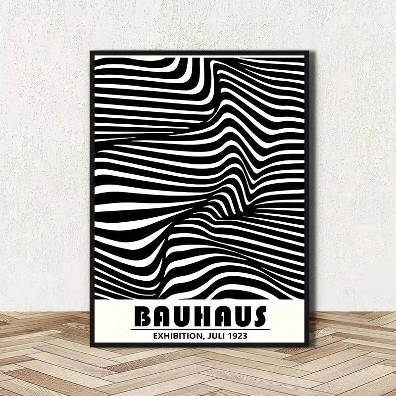 Abstract BAUHAUS art poster, line geometric pattern canvas art painting used for room wall and living room decoration, framel Peaceful Pleasures Health and Wellness DD08-13 50x70cm