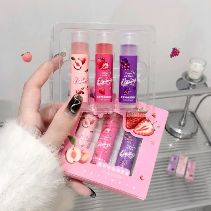Fruit Extract Lip Balm Set of 3 – Tinted Moisturizing Gloss