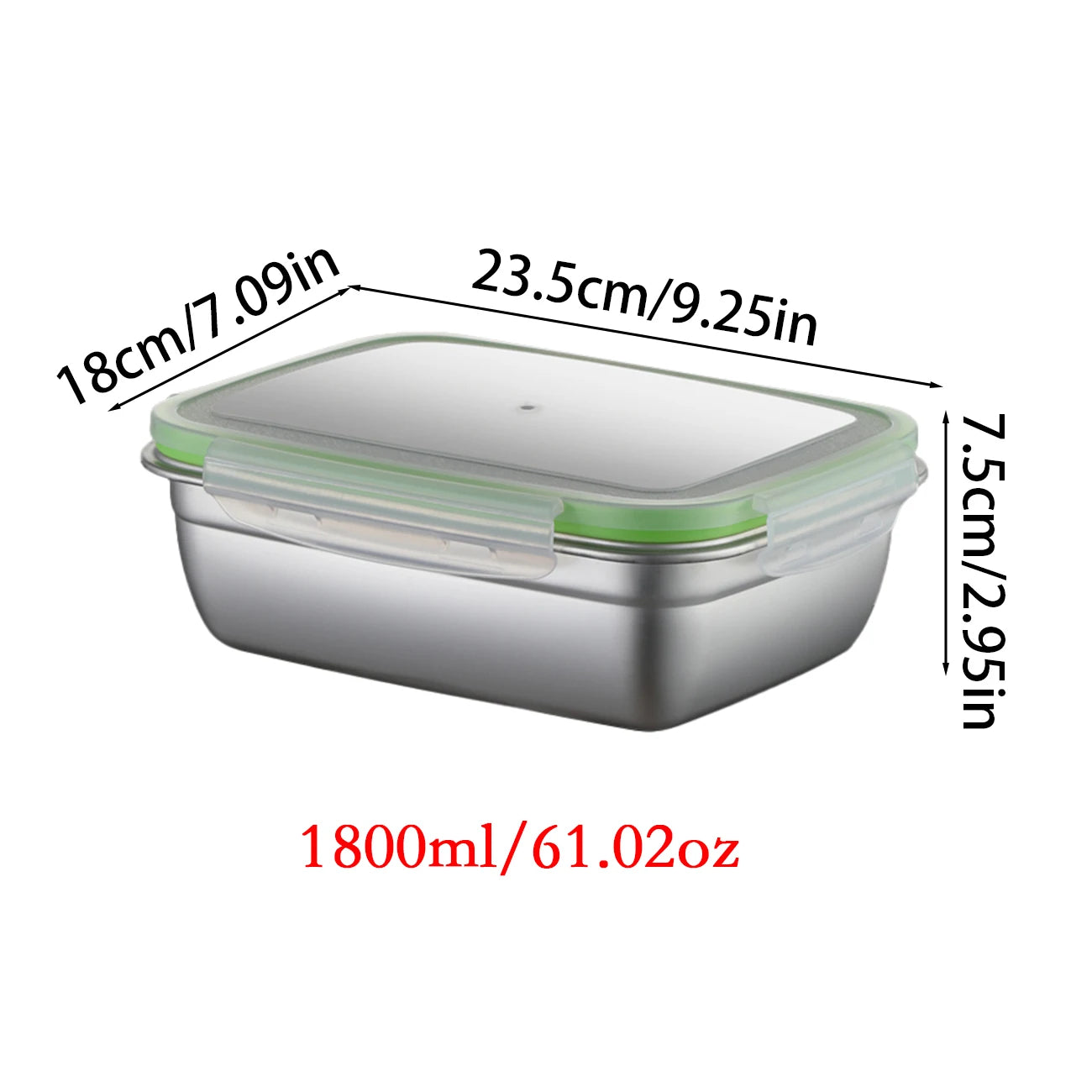 Stainless Steel Food Storage Container Fresh Keeping Crisper Box Insulated Kitchen Sealing Home Office Organizer Kitchen Items Peaceful Pleasures Health and Wellness 1800ml