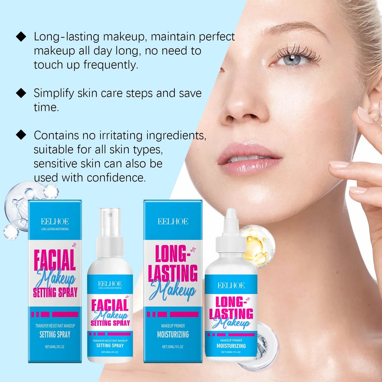 EELHOE Setting Spray & Primer – Matte, Waterproof, Long Lasting