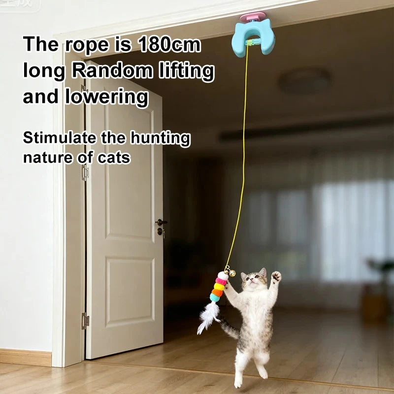 New Electric Cat Toy with 2 Ropes Smart Hanging Door Auto Swing Feather Toy for Self-Entertainment and Cat Teasing Peaceful Pleasures Health and Wellness