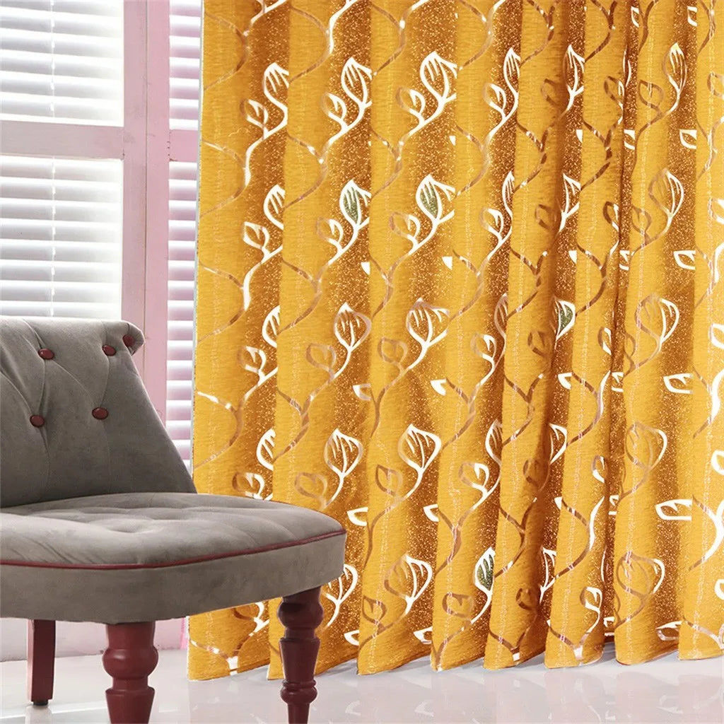 Vines Leaves Tulle Sheer Curtain Panel | Scarf Valance for Home