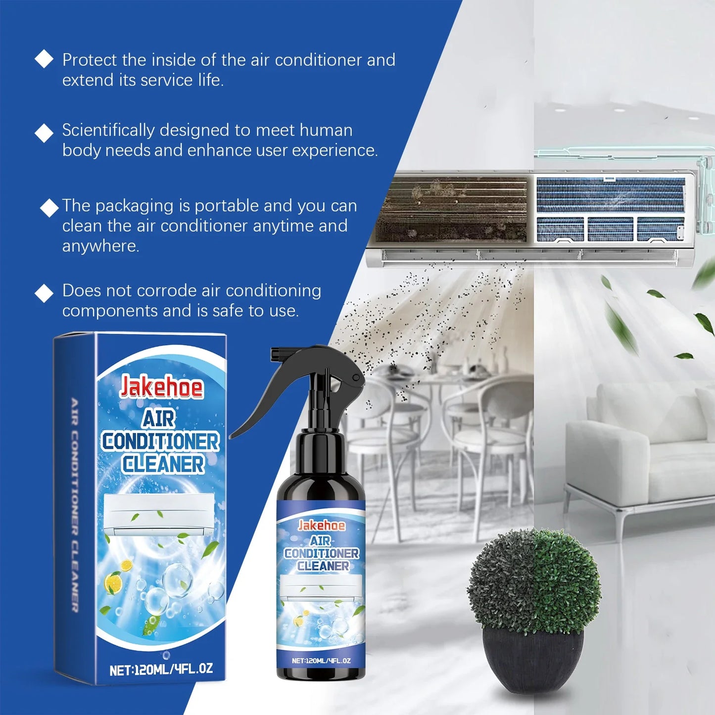 JAKEHOE AC Foam Cleaner Spray – Dust, Bacteria & Odour 120ml